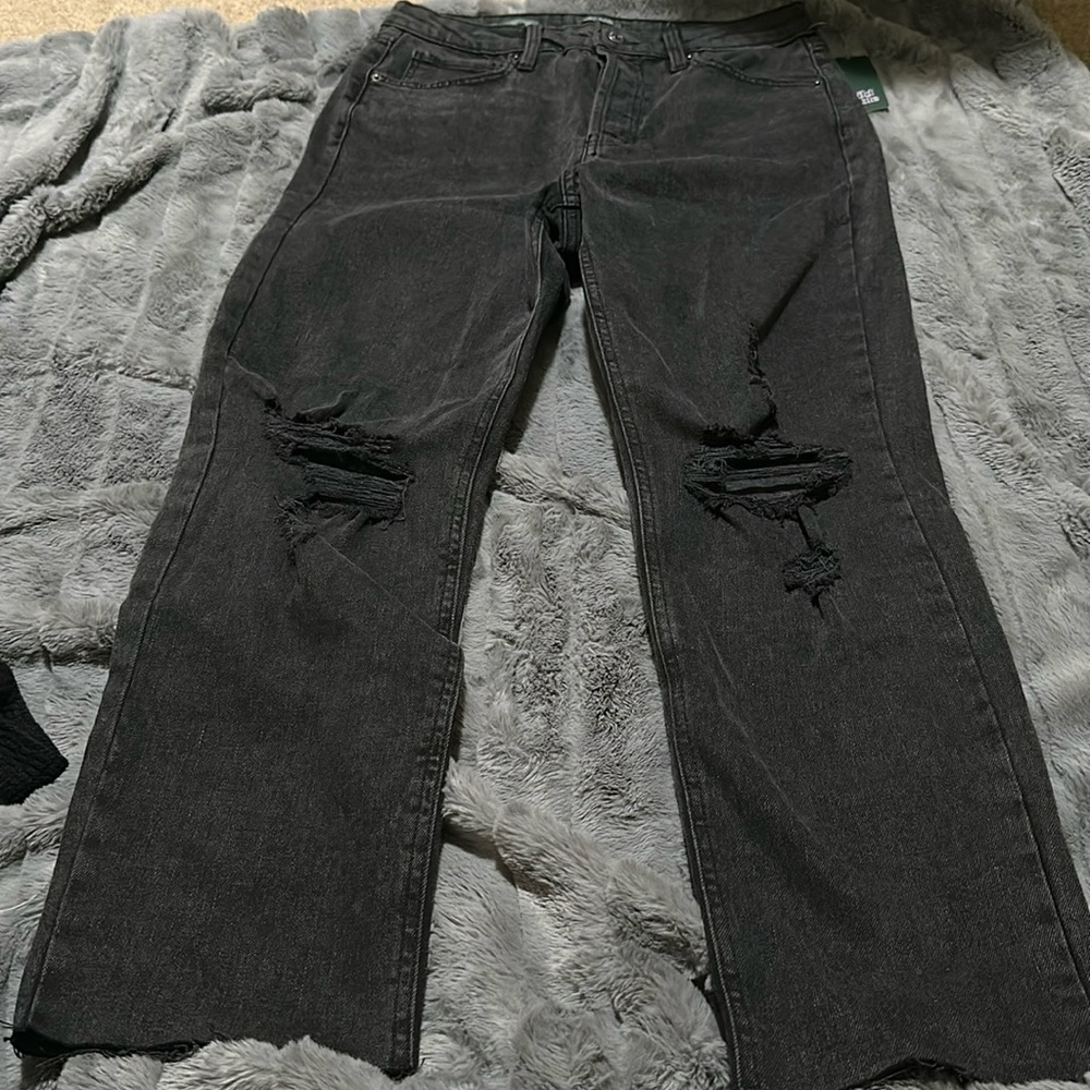 Wild Fable distressed black straight jeans size 12 NWT